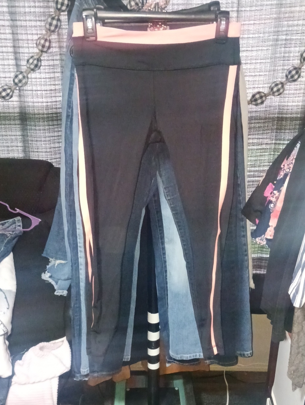 Women's Black Skirt with Coral Side Stripes
